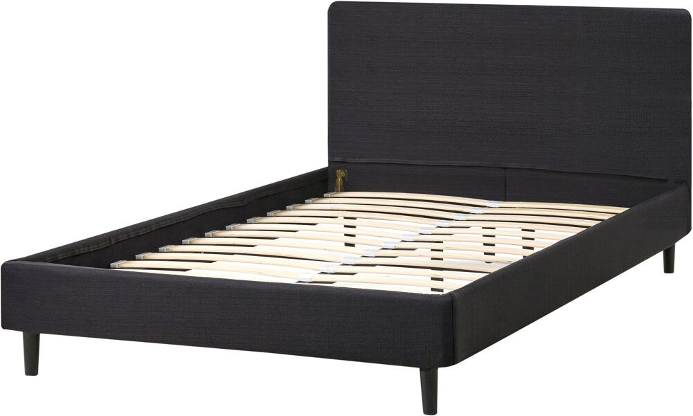 Beliani Fitou Upholstered Bed Black 75cm H X 130cm W