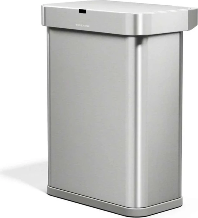 Simplehuman Sensor berührungsloser Mülleimer mit Sprachsteuerung 58 l, Edelstahl