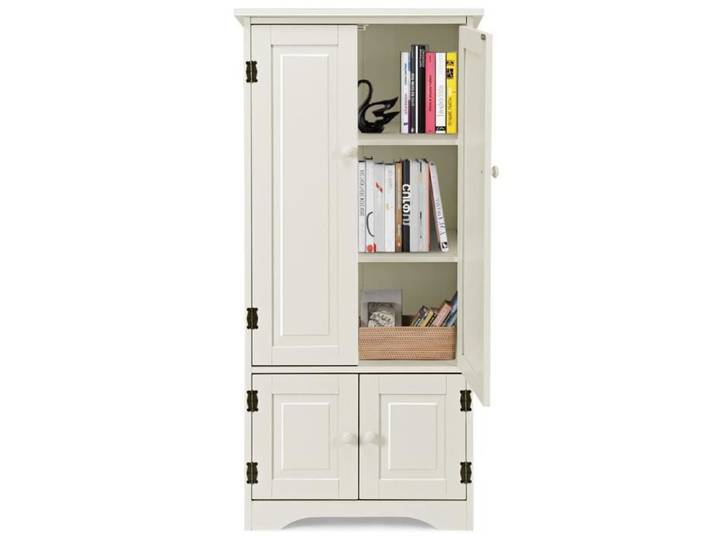 DREAMADE Armadio a 4 Ante Elegante Armadietto Verniciato Disponibile in 2 Colori Diversi Armadio a Ante per Camera da Letto