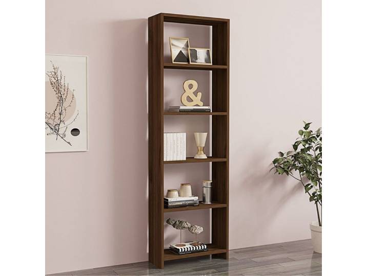Bibliothèque Burcei Dmora Bois Nobilité Noyer Marron 50x20x160 cm