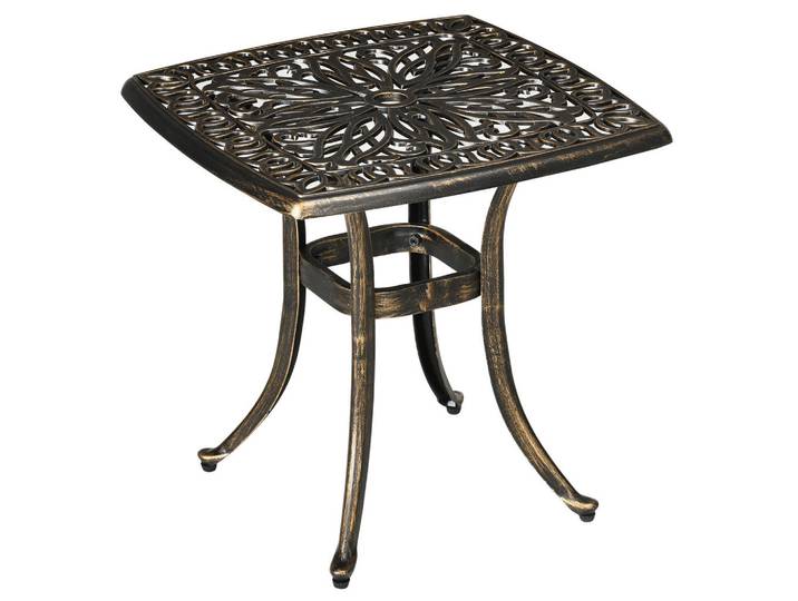 Outsunny Garten Beistelltisch, Bronze, Aluminium, Bronzefarben, Metall, 54x52.5x54 cm, Gartenmöbel, Gartentische, Gartentische