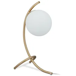 Relaxdays Tischlampe Kugel geschwungen Weiß,Gold