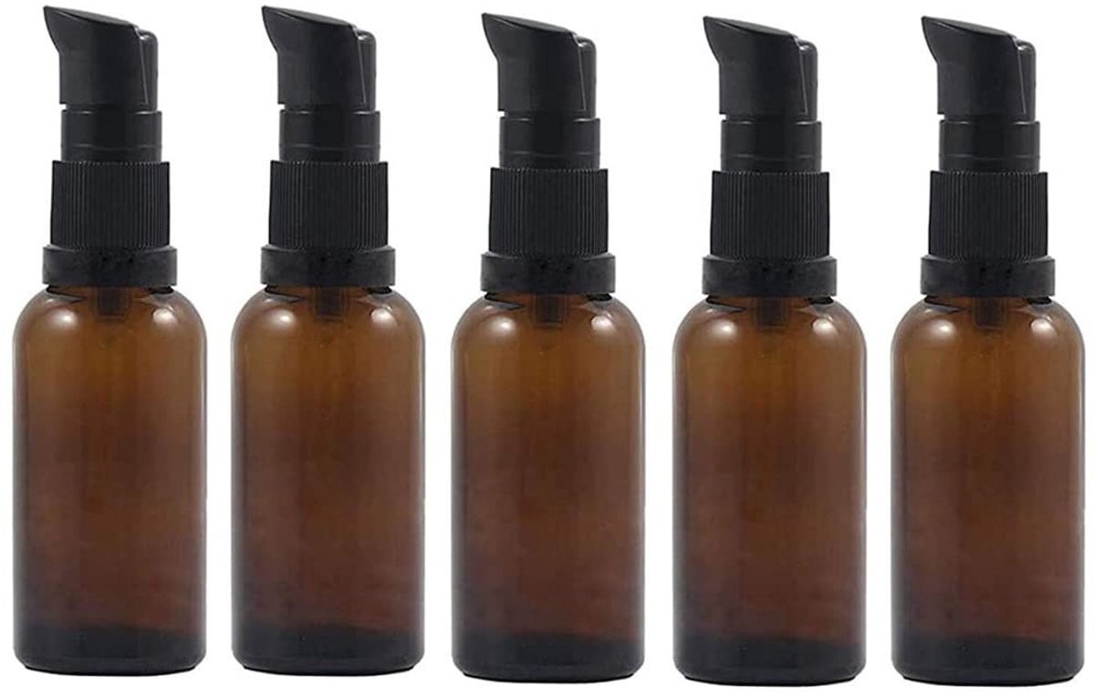 Dailygoody Amber Glas Pomp Fles - Lege Lotion Dispenser - 30ml - Geschikt voor Vloeibare Essentiële Olie