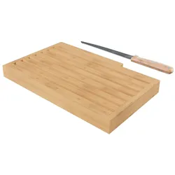FIVE - Brotschneidebrett aus Bambus 44 x 27 cm mit Messer