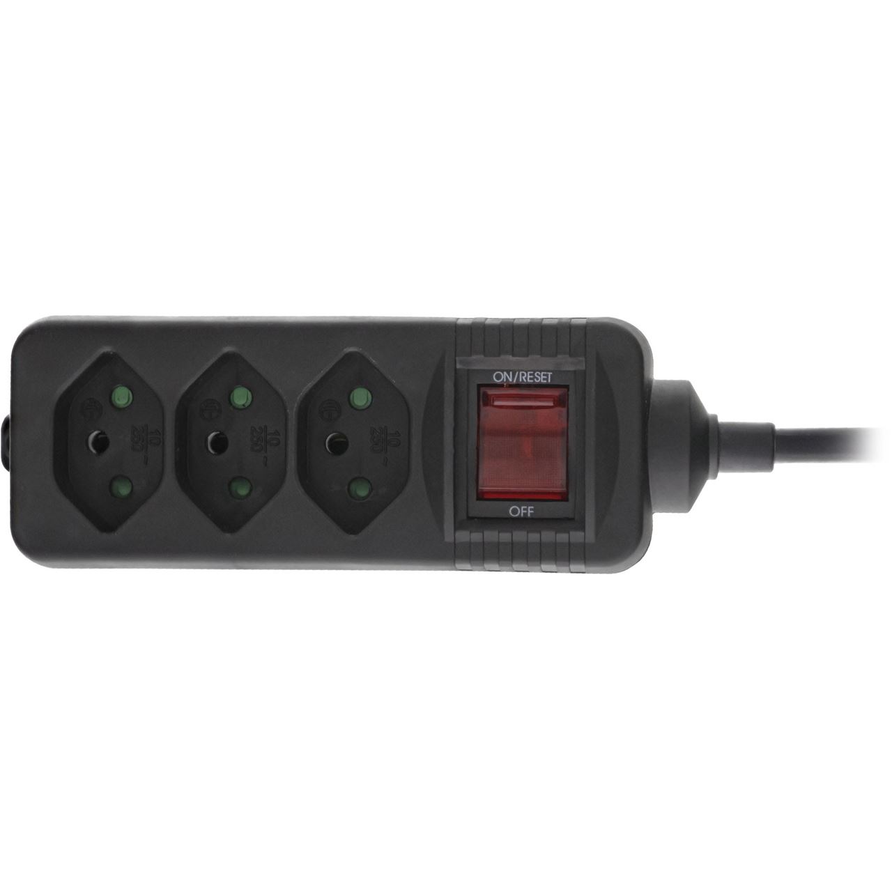 1.50m InLine Strom Steckdosenleiste mit Schalter Schwarz 3 (16431Y)
