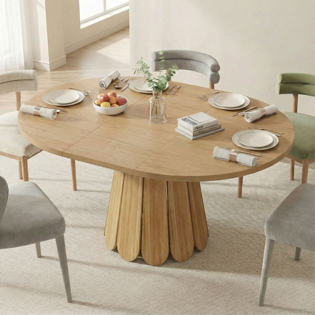 Metro Extendable Round Dining Table Honey Brown