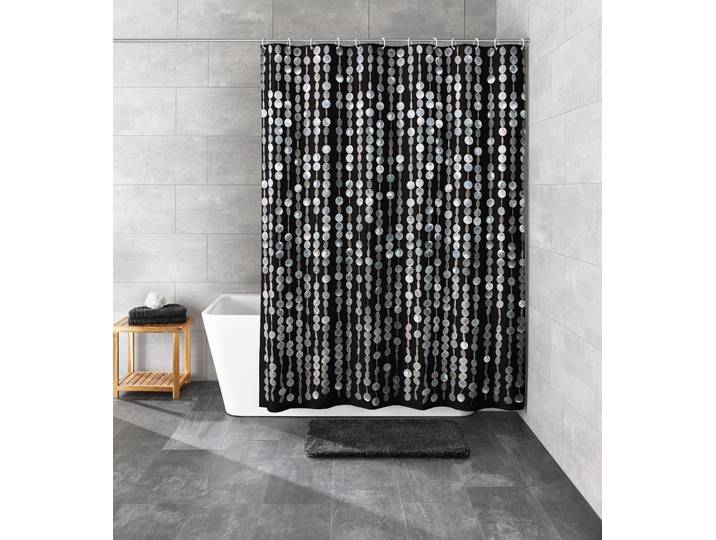 Duschvorhang KLEINE WOLKE » Perla« , schwarz, B:180cm H:200cm, Polyester, Duschvorhänge, Duschvorhang
