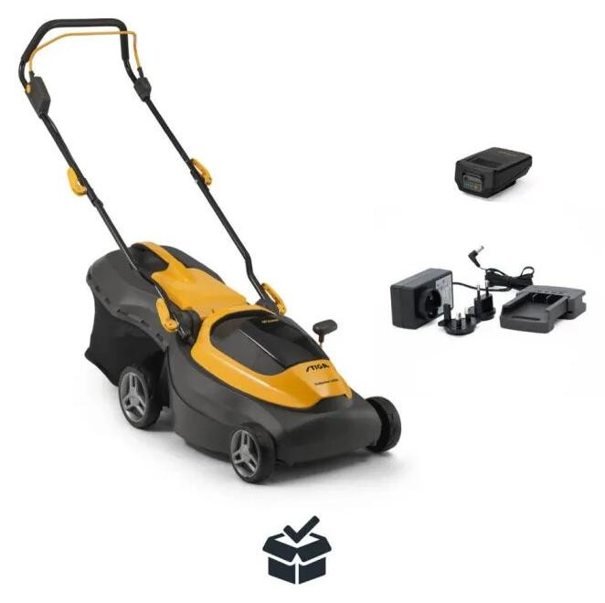 Stiga Accu-grasmaaier Collector 140e met 38 cm maaibreedte, inclusief 2 accu's van 4 Ah en dubbele oplader