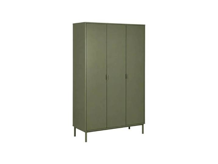 Dressing décor bois et métal 5 étagères 1 penderie kaki - Ellie