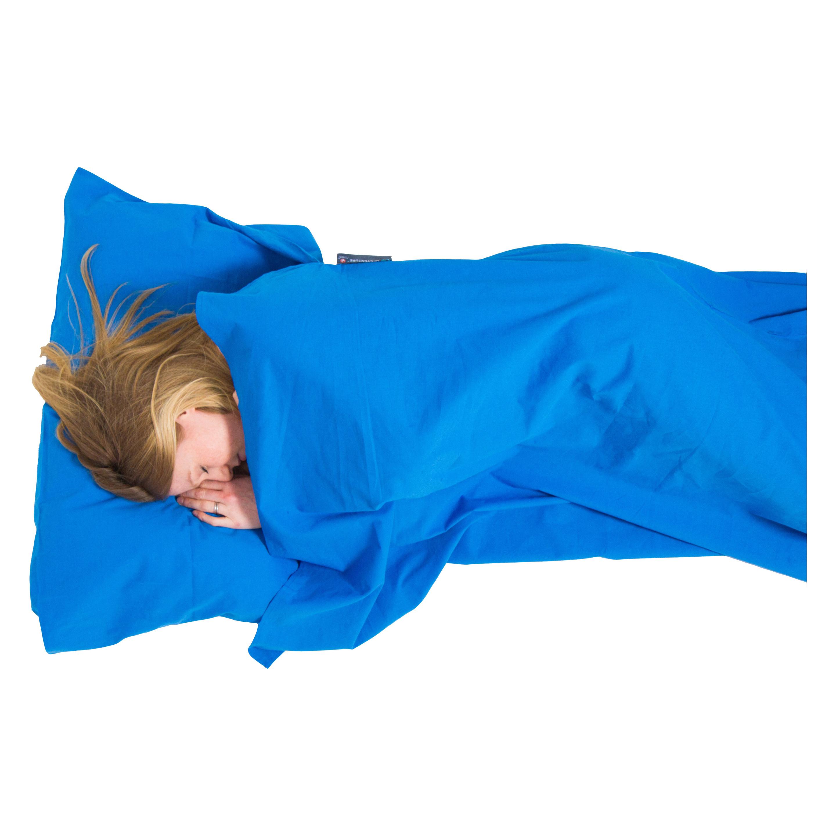 Lifeventure Cotton Sleeping Bag Liner, Mummy (Blue) (80 cm) (65530)