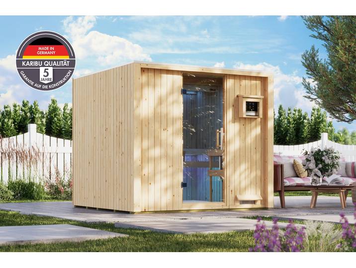 Saunahaus KONIFERA Loppi , naturbelassen, Saunaofen, externe Steuerung, 9 kW, Saunen, Saunahaus, verschiedene Varianten