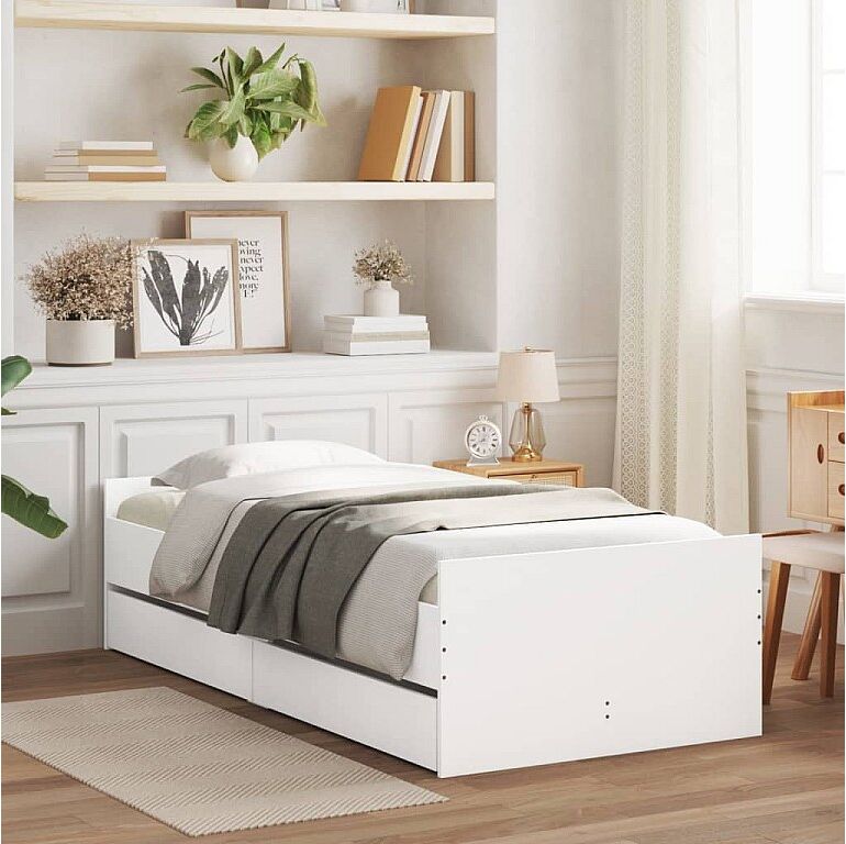 Clicnbuy Estructura de cama con cajones blanco 90x190 cm