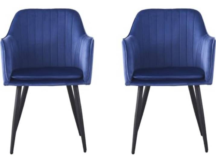 Habitat et Jardin Samtstuhl mit Armlehnen 2er-Set Velma - Blau