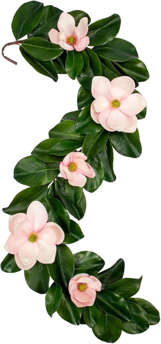 Kunst Magnolia Slinger Zacht Roze - Realistische Nep Bloem Rank - 152 cm Lang