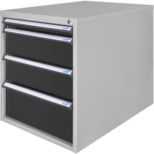 ADB Schubladenschrank 51524, aus Metall, 4 Schübe, anthrazit / lichtgrau (B/H/T) 53x65x70cm