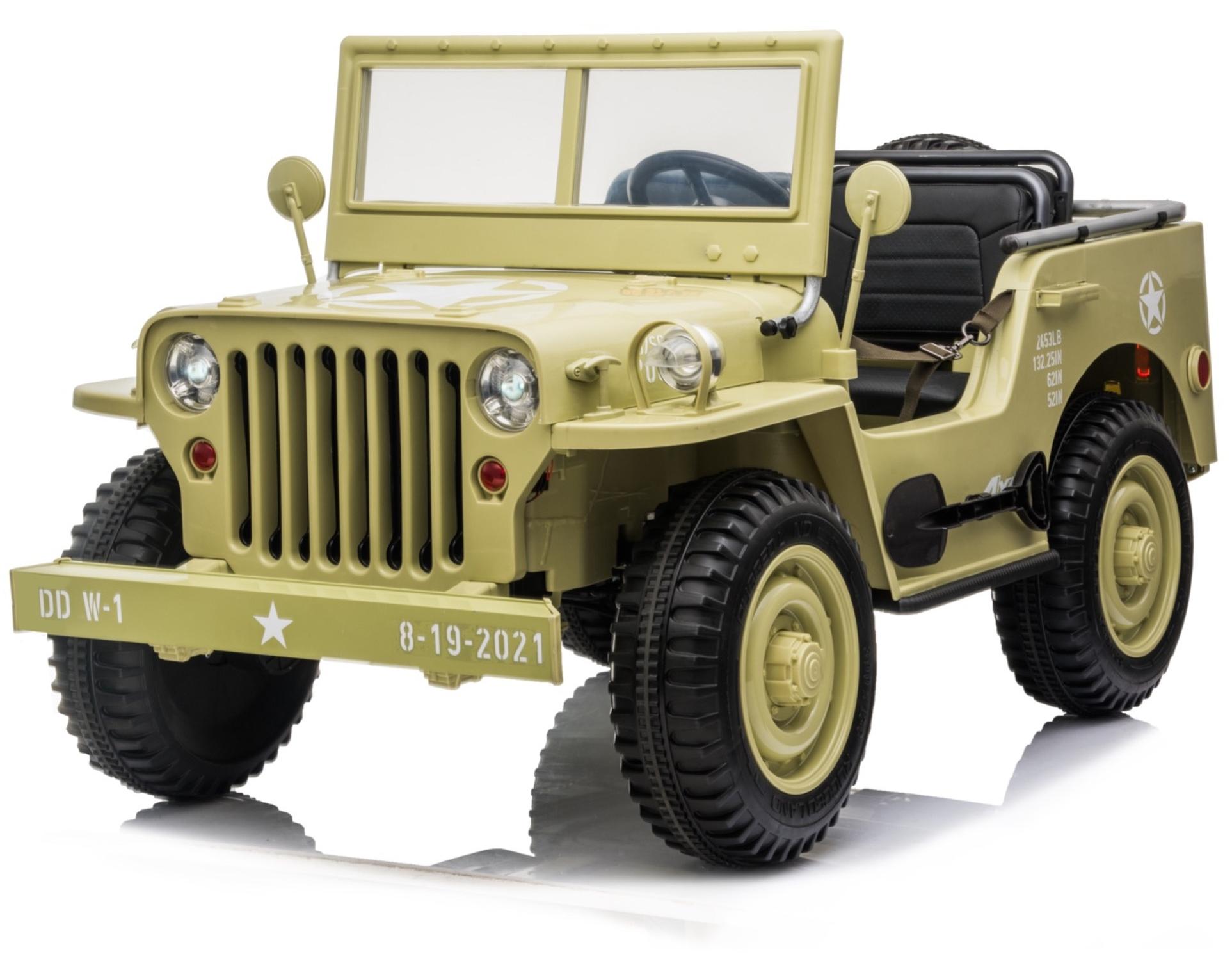 Jeep Willy's Army Kinder-Elektroauto 3-Sitzer 24V Beige