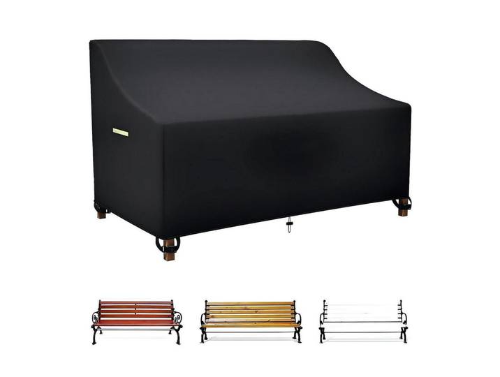 Gartenbank Abdeckung 600D Oxford 165x67x65/91 cm, Schwarz, 65x165x67 cm, Gartenzubehör, Abdeckung für Gartenmöbel