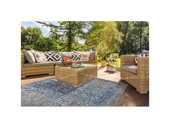 In-/Outdoorteppich Sunny 310 I Beige/Blau Webstoff 80 x 150cm