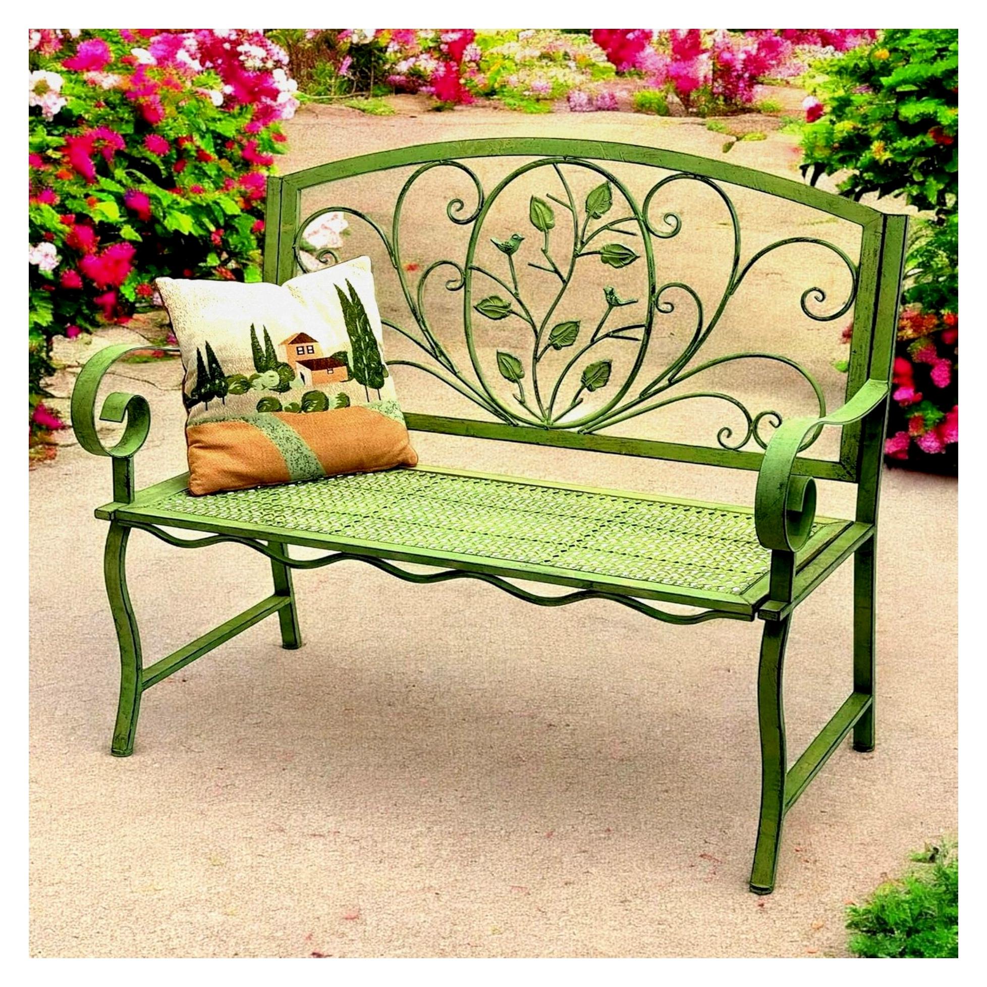Gartenbank Rossa Wetterfest 2-Sitzer Metall Grün 110 cm
