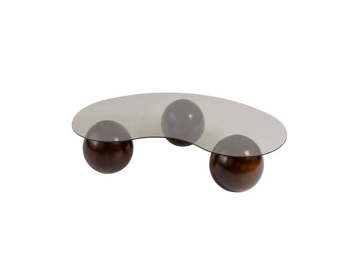 Table basse en verre ambré forme arrondie design