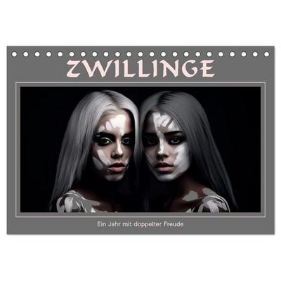 Zwillinge - Ein Jahr mit doppelter Freude (Tischkalender 2027 DIN A5 quer), CALVENDO Monatskalender