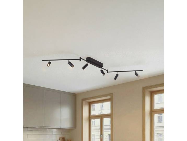 Eldrin LED-Deckenleuchte, 6-flammig, Spots, schwarz - Lindby - Wohnzimmer - Modern - Metall - Mehrflammig