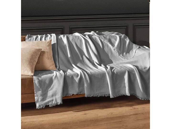 Tagesdecke Tiare - Recycelte Baumwolle - Grau - Luxusbetten24