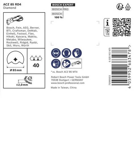 Bosch Accessories 2608902058 2608902058 Diamant Multitool-Sägeblätter 2mm 1St.