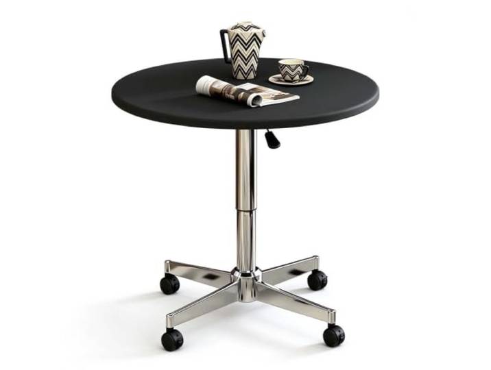 GAOCUNBING Runder Bartisch, 360 Grad drehbar, höhenverstellbar; Beistelltisch, höhenverstellbar Black,50cm/19.7in