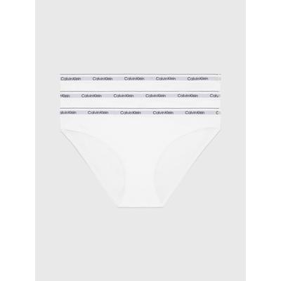Bikinislip "3 PACK BIKINI (LOW-RISE)", Damen, Gr. M (38), 3 Stk., Jersey, weiß (weiß, weiß, weiß), Jersey, Obermaterial: 90% Baumwolle, 10% Elasthan, CALVIN KLEIN UNDERWEAR, unifarben, körpernah, Unterhosen, Low Rise mit Logobund