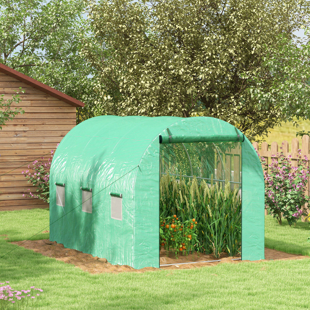 Dakota Fields Brinitta Polytunnel Greenhouse Sprinkler Irrigation Walk-in Green Green 197cm H x 200cm W x 298cm D