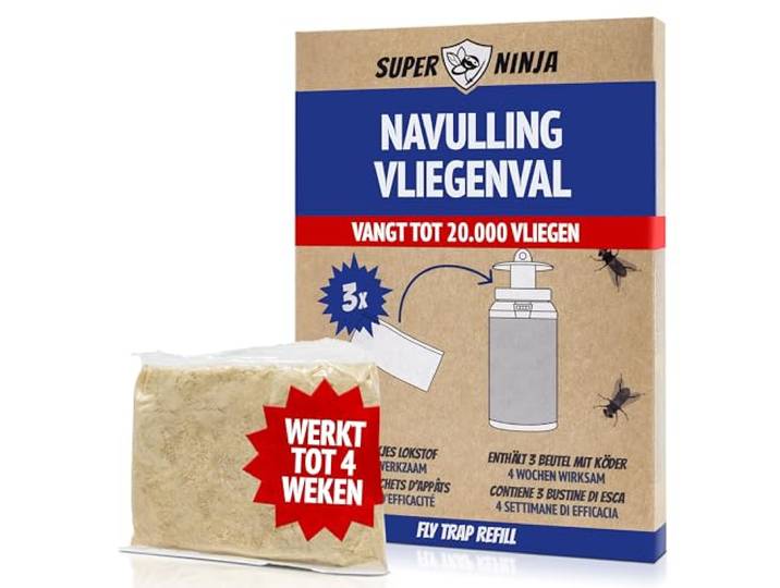 Super Ninja Navulverpakking Vliegenval Voor Buiten, 3 Stuks