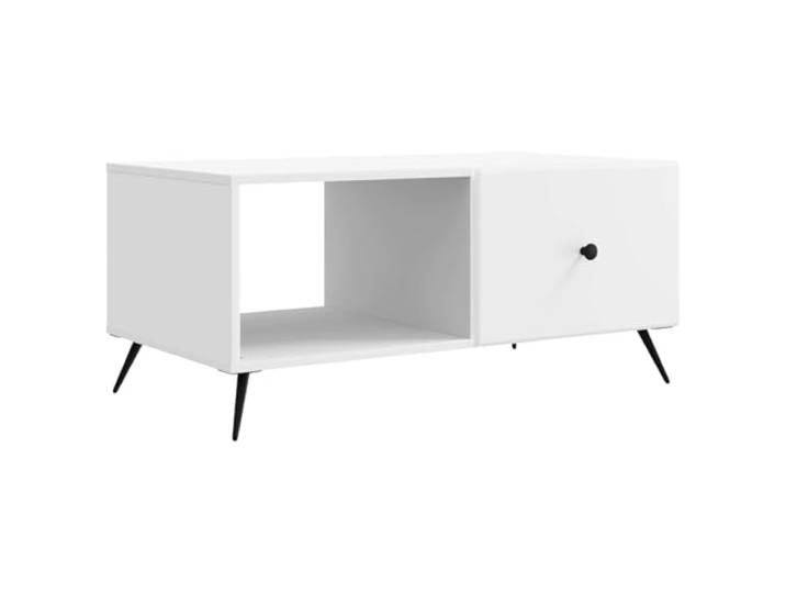 Couchtisch, weiß, 90 x 50 x 40 cm, Holzverbundwerkstoff, mit Aufbewahrungsbox, Vintage