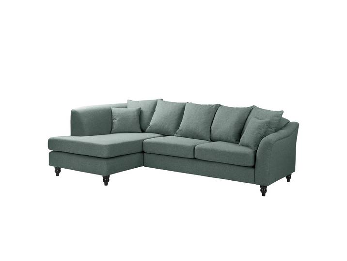 Ecksofa Lovis Grau Webstoff Jazy 270 x 90 x 162cm Ottomane davorstehend links Glamour