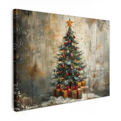LEINWANDBILD Weihnachtsbaum - Vintage - Weihnachten - Geschenk Wandbilder 80x60 cm