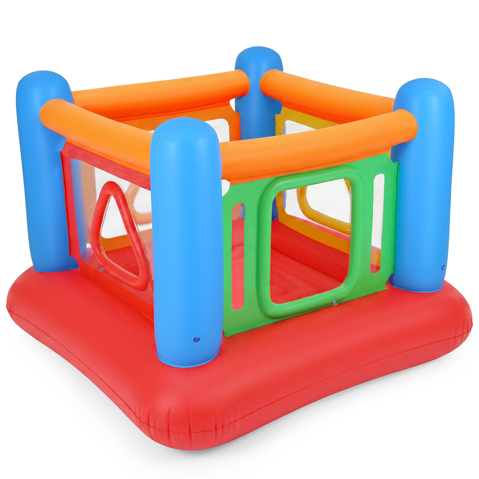 Costway Opblaasbaar Springkussen 3-in-1 Speelkasteel met Trampoline, 4 Deuren en Veiligheidsnet voor Binnen en Buiten