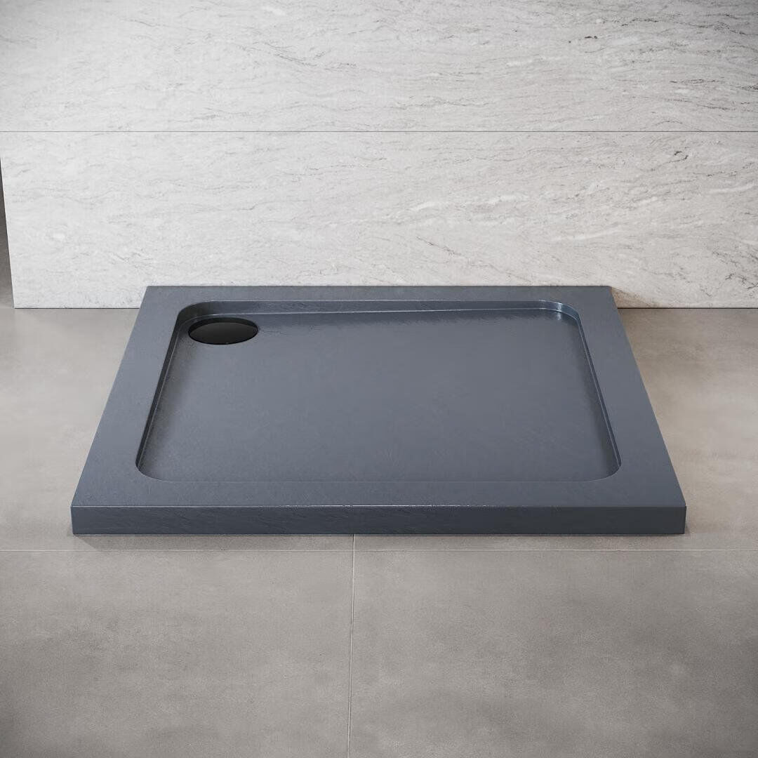 Belfry Bathroom 120W*80Dcm Rectangular Single Shower Base in Grey with Low-Profile Aesthetics Design and Non-Slip Feature Gloss;Grey 4cm H x 76cm W x 76cm D