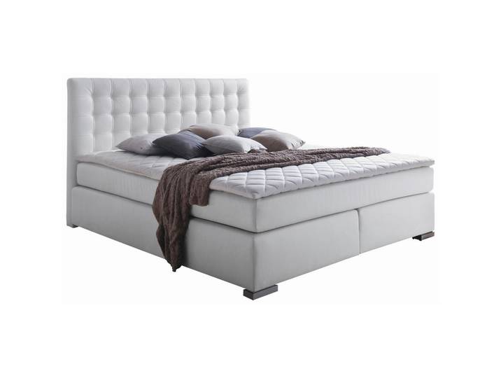 Livetastic Boxspringbett, Weiß, Metall, H2 + H3, Höhe ca. 19 cm, 180x200 cm, Reach, Stoffauswahl, Schlafzimmer, Betten, Boxspringbetten