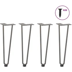 vidaXL Haarnadelbeine für Couchtisch 4 Stk. Naturstahl 42 cm Massivstahl