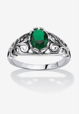 Sterling Silver Swirl Simulated Birthstone Ring by PalmBeach Jewelry in May (Size 9)