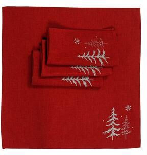 Manor Luxe Snowing Forest 20 by 20-Inch Christmas Napkins, Set of 4, DarkGray