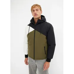 bonprix Winterjacke mit Kapuze im Colourblocking, schwarz, Gr.62, Moderne merhfarbige Winterjacke mit Kapuze