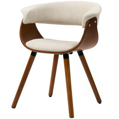 STILVORA Polsterstuhl Polyester Beige 62x55x75 cm mit Rückenlehne und Holzbeinen