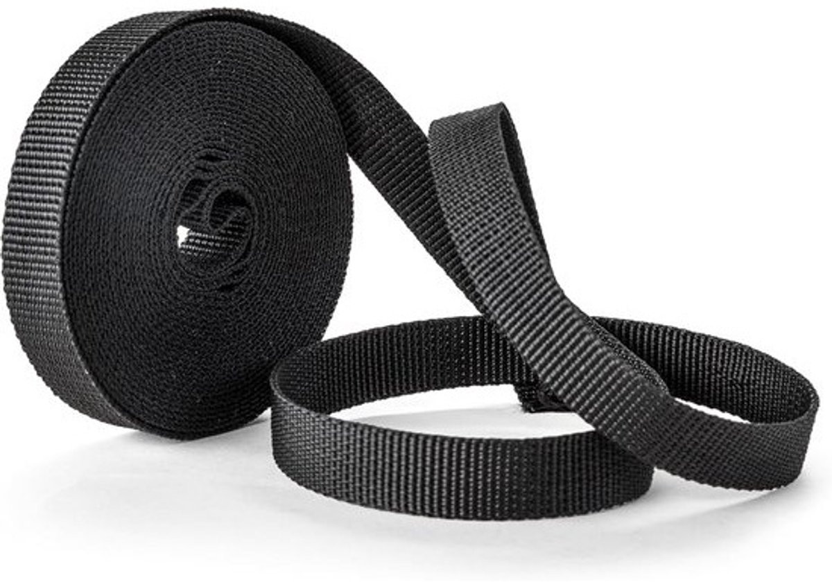 Zwarte reserveband voor rolgordijnen en jaloezieën, 20 mm breed, UV- en slijtvast