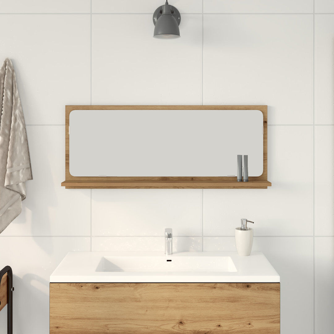Latitude Run Rectangle Wall Vanity Mirror Artisan Oak 37 cm H x 90 cm W