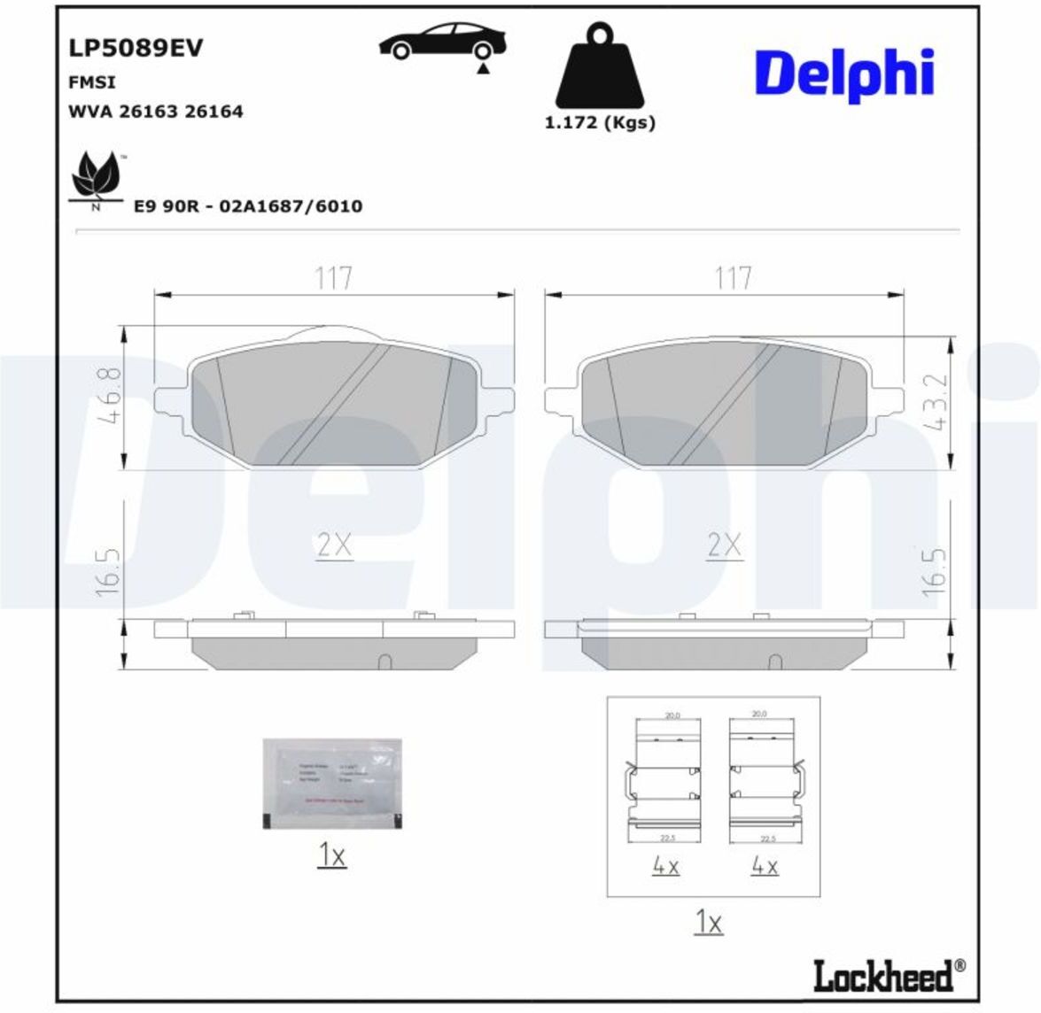 Bremsbelagsatz, Scheibenbremse DELPHI LP5089EV