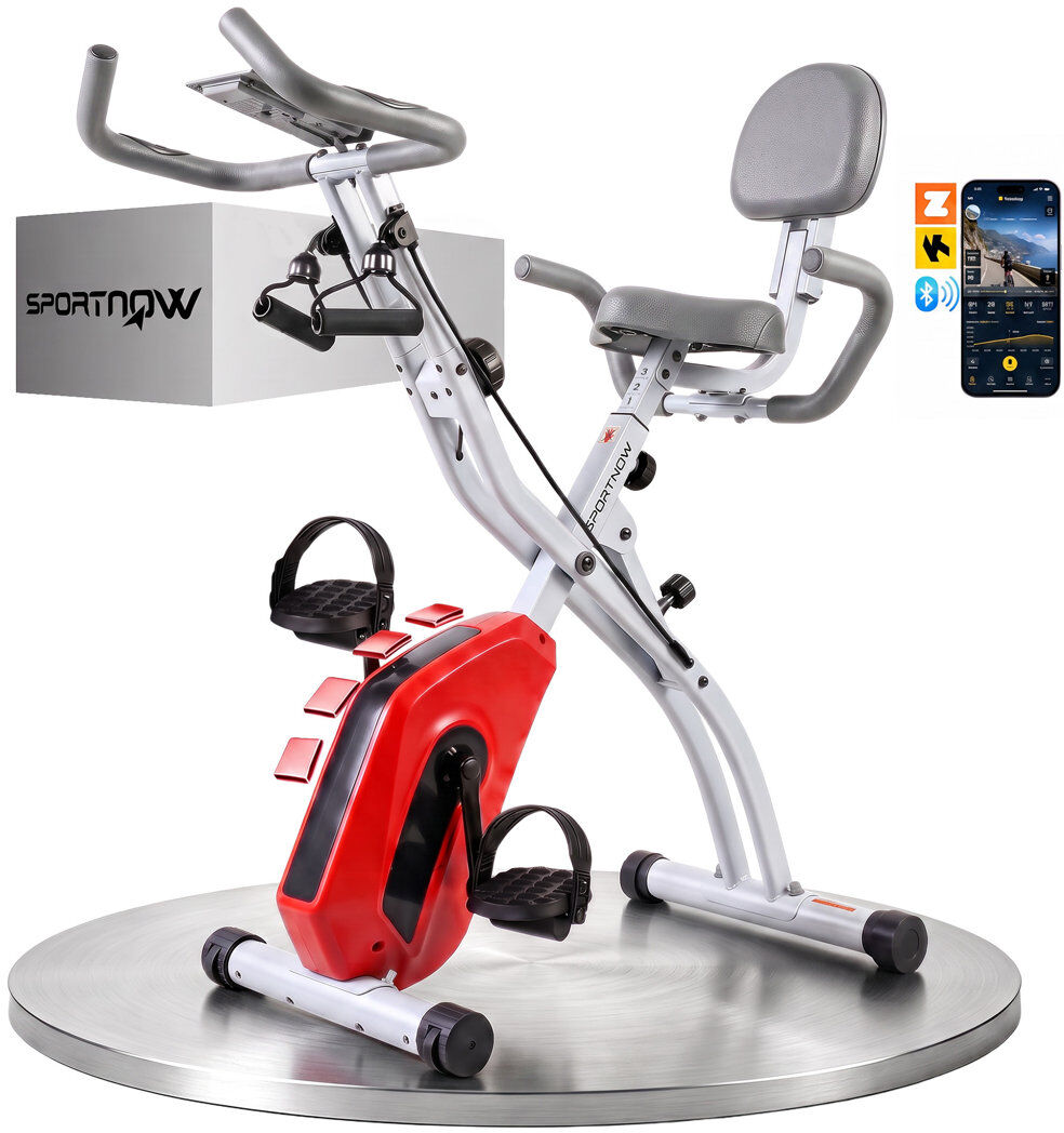 HOMCOM SPORTNOW 4-In-1 Folding Exercise Bike with Resistance Bands Orange