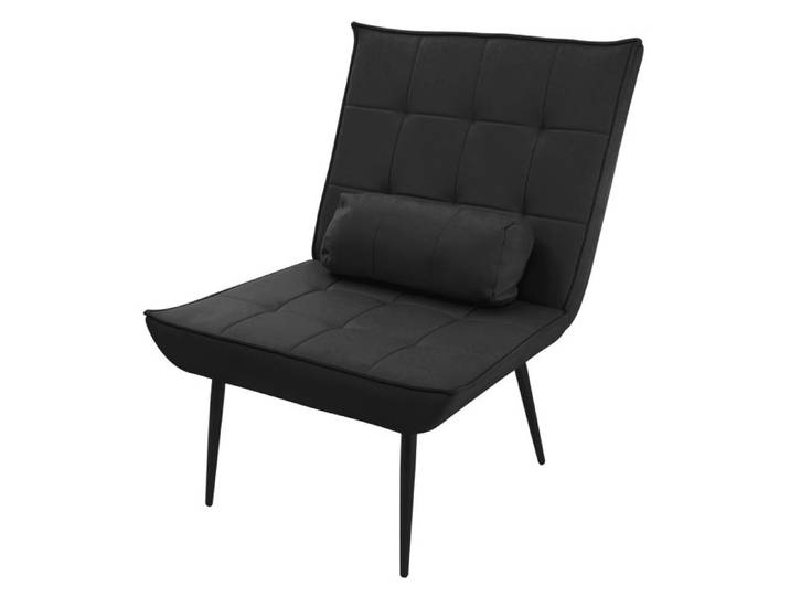 ML-Design Fauteuil relax noir fauteuil lounge avec revêtement en cuir PU et pieds métalliques noirs rembourré avec coussin lombaire