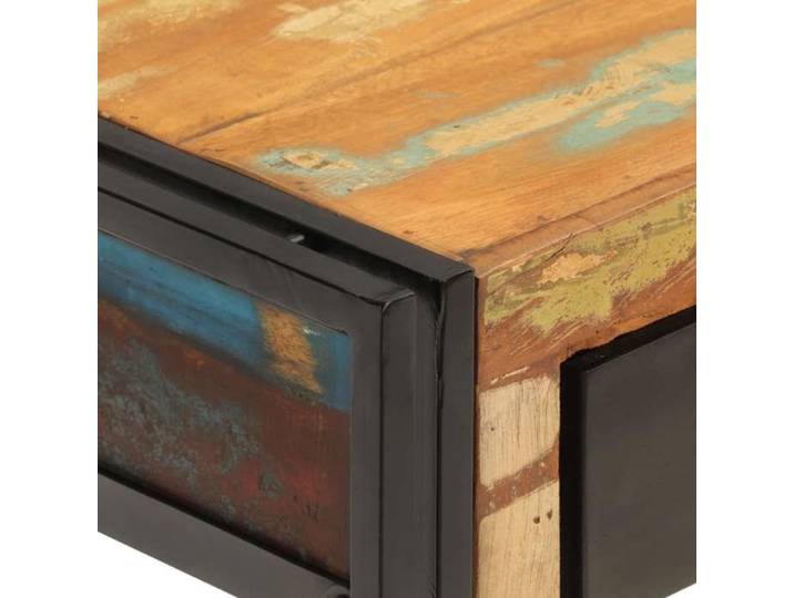 Table console en bois de récupération - WIENS - 110x30x76 cm - Bois massif de récupération - Noir - Style industriel