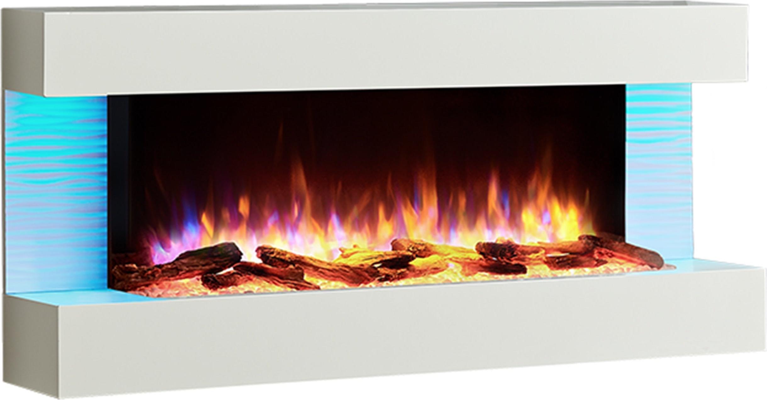 Elektro-Wandkamin BALDERIA Helia - Heizung bis 2000 W, 3D-Flammeneffekt, weiss